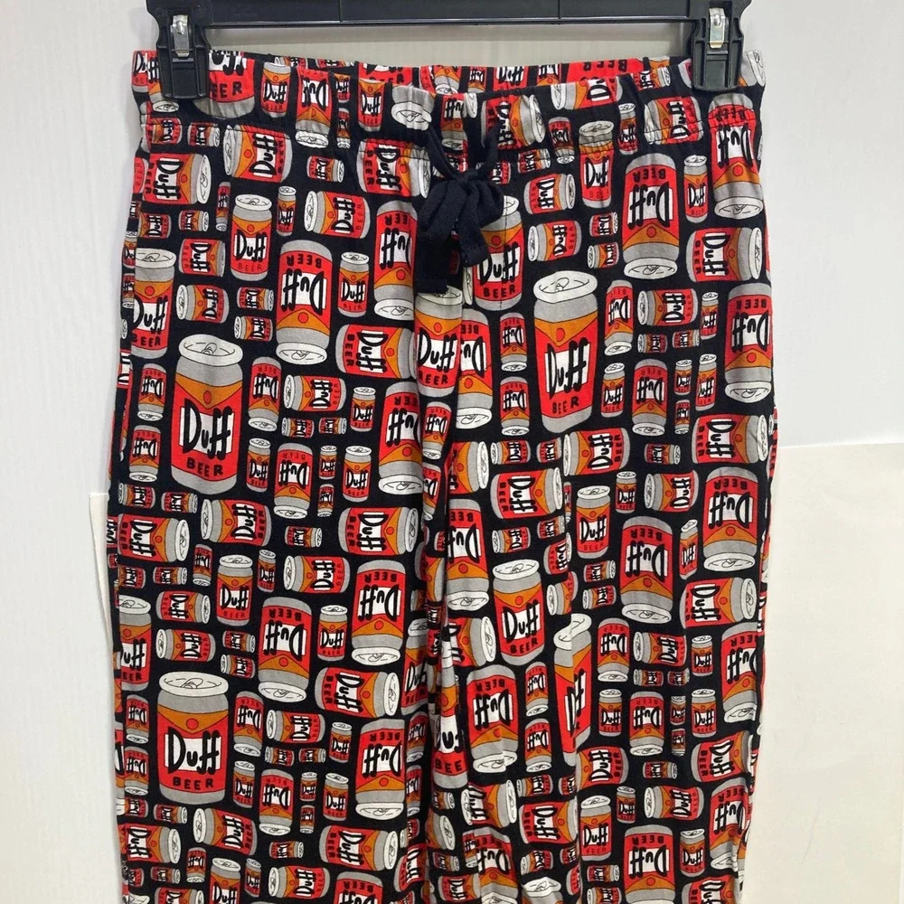The‎ Simpsons Duff Beer Pajama Pants Womens Small Black Cotton Lounge Sleepwear